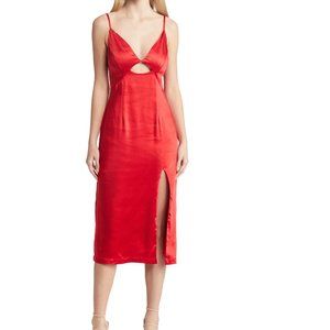 Satin Red Midi Lulu's Dress - Perfect for cocktails/formal event
